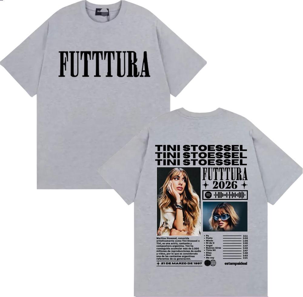 Singer Tini Stoessel Futtura 2026 Tour Merch T-shirts Men Women Harajuku Hip Hop Vintage T Shirt Casual Cotton Oversized T-shirt