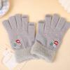 Autumn And Winter Knitted Plush Gloves Outdoor Cycling Windproof Warm Thick Cute Cartoon Touch Screen Gloves