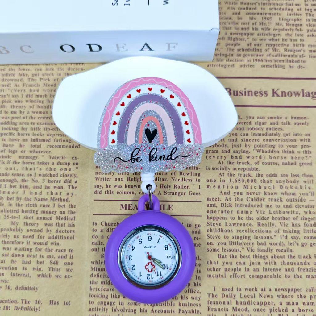 Shiny Cartoon Nurse & Doctor Badge Reel with Retractable PVC Pocket Watch Clip