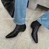 Square-headed Sheepskin Chelsea Boots Children's Short Boots 2025 Autumn and Winter New French and Ankle Boots Mid-heel One-pedal Boots