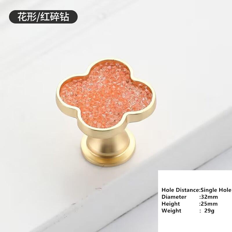 Handles Drawer Cabinet Furniture Kitchen Handles for Cabinet Knob Door Drawer Furniture Kitchen Knob Four-Leaf Clover Diamond