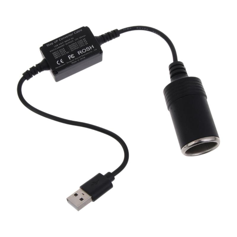 

USB 5V to 12V Cigarette Lighter 18W Driving Recorder Boost Power Adapter Cable 0.36m USB to 12V DC Adapter Power 1