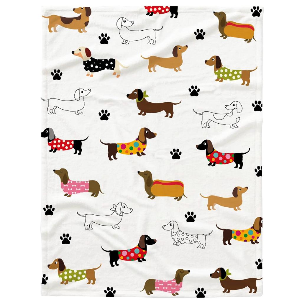 Cute Dachshund Blanket Soft Flannel Cartoon Print Blanket Sofa Bedroom Dormitory Nap Blanket