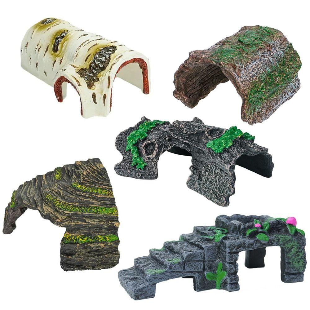 Fish Tank Decor Reptile Hideaway Cave PVC Amphibians Shedding Shelter Tortoise
