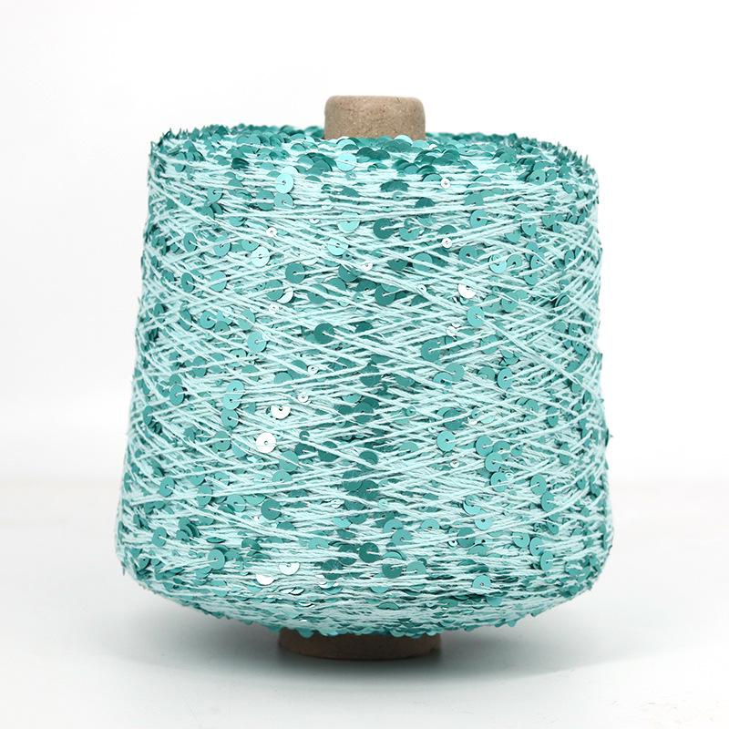 Hand-Knitted Bright Cotton Yarn with Sequins, 3MM+6MM, Combed and Fancy