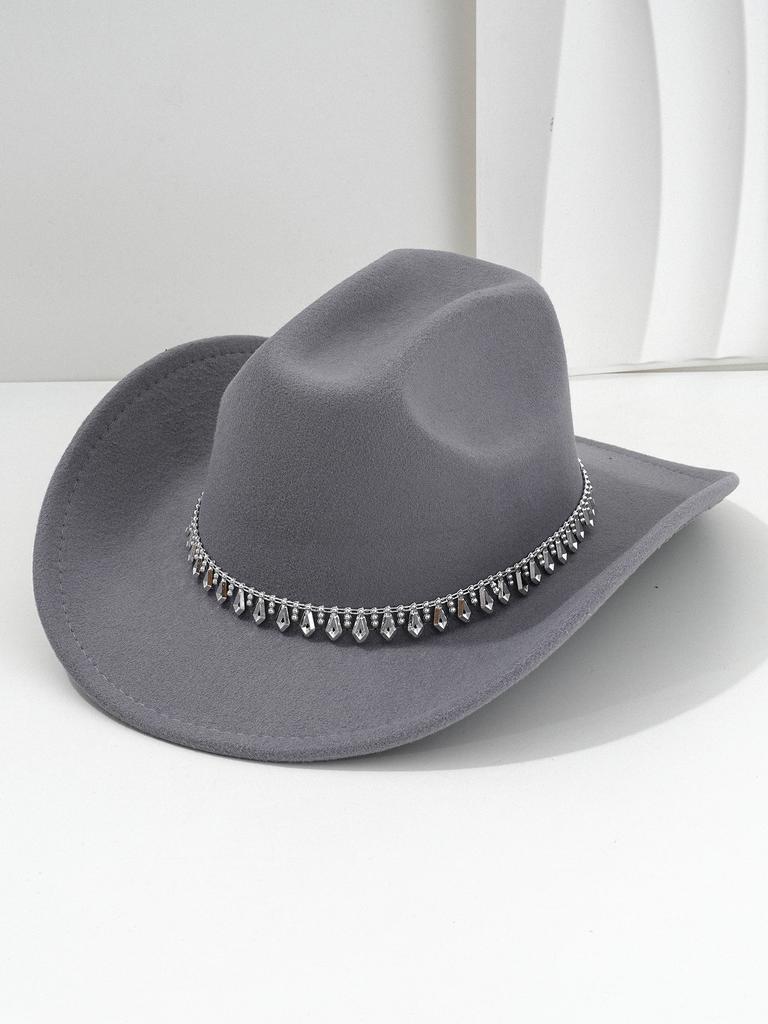Men & Women Cowboy Hat – Fashionable Diamond Sword Rhinestone Hat Chain – Vintage Gentleman Fedora Jazz Cap