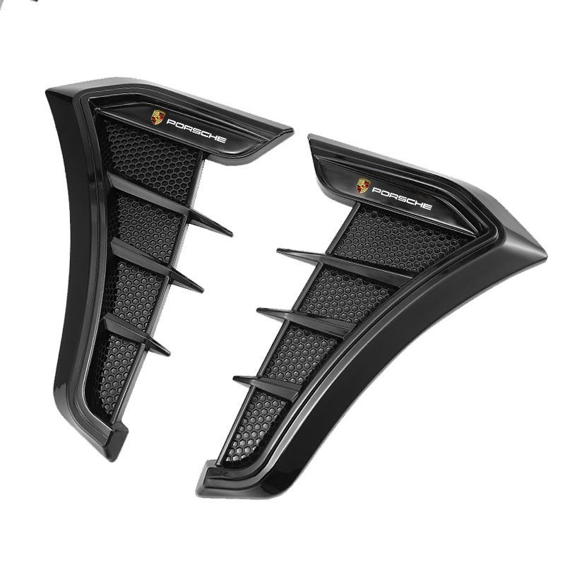 1 Paar Universelle Carbon-Schwarz Auto Kotflügel Lüftungsschlitze Lufteinlass Aufkleber Abdeckung Für Porsche Cayenne Panamera Macan Boxster Cayman 718 911 VT6