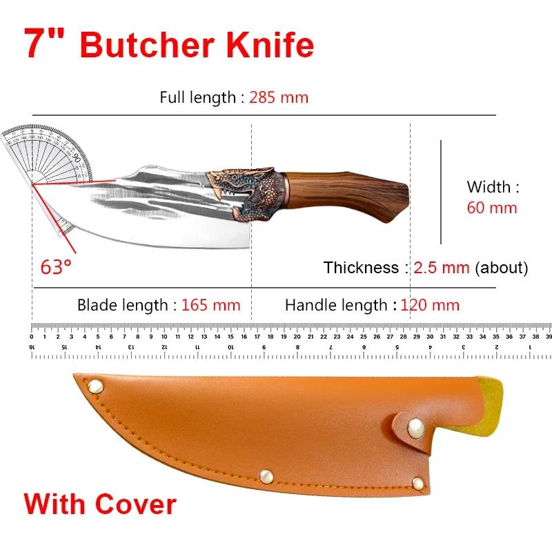Butcher Knife Hand Forged Blade Kitchen Knives Plastic Handle Boning Knife Cleaver Meat Chopping Vegetables Cooking Chef Knives