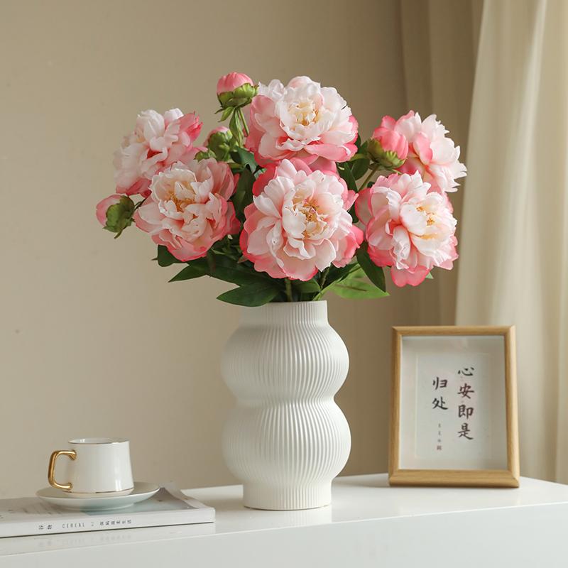 1PC European Style Simulation Peony Flower Ornament, Fake Flower, Living Room, Dining Table, Flower, Home Decoration Ornament