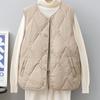 2025 Autumn/Winter Women's Round Neck Lightweight Quilted Cotton Sleeveless Vest