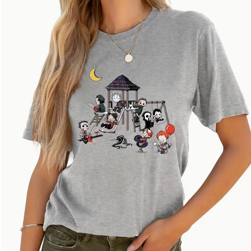 

Модная женская крутая футболка с принтом «Человек с бензопилой», забавная повседневная футболка с круглым вырезом и короткими рукавами, летняя женская футболка 8XL серый