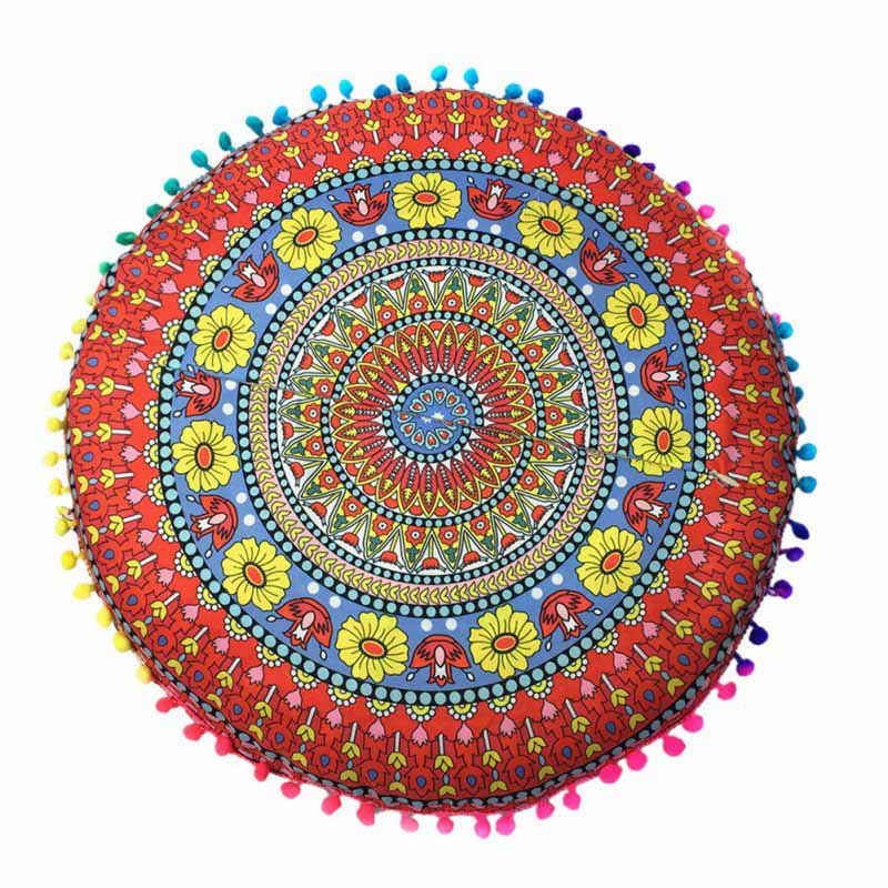 4343CM Round Indian Mandala Pattern Pillowcase Bohemian Cushion Cover Boho Floor Cushion Pillows Cover Case 10590₽
