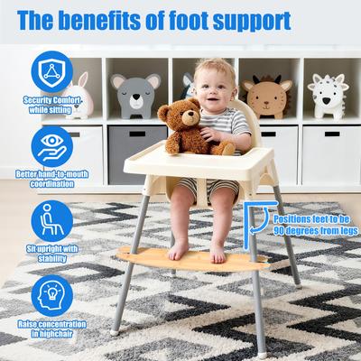2Pcs High Chair Foot Rest Natural Bamboo Child Highchair Footstool Adjustable Height Baby High Chair Pedestal Kids Babies Stuff