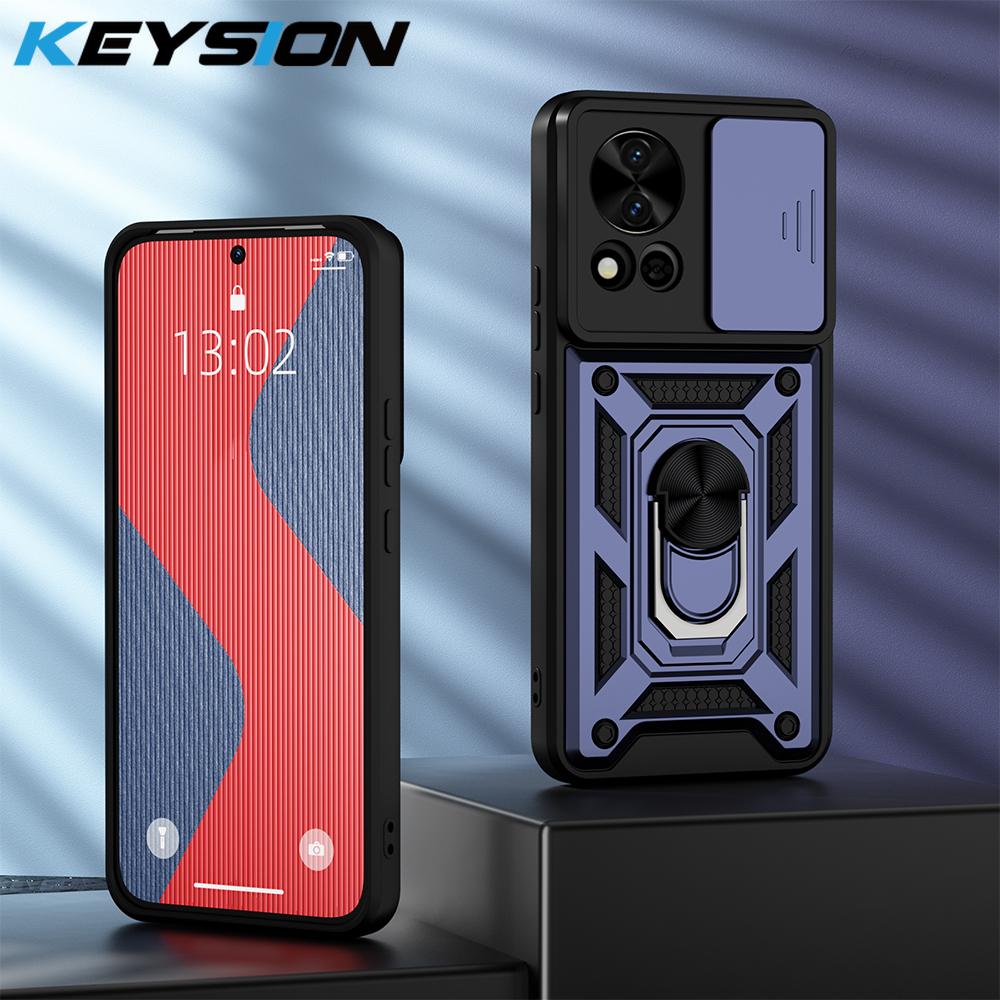 

Противоударный чехол KEYSION для Huawei nova 13 Pro, силиконовый + поликарбонатный слайдер, защитное кольцо для объектива камеры, подставка, чехол для телефона Huawei nova13 for Huawei nova 13 синий