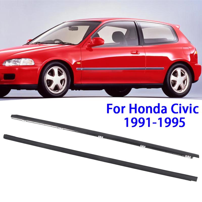 2pcs/set Black Car Door Window Glass Weatherstrip for Honda Civic 1991-1995