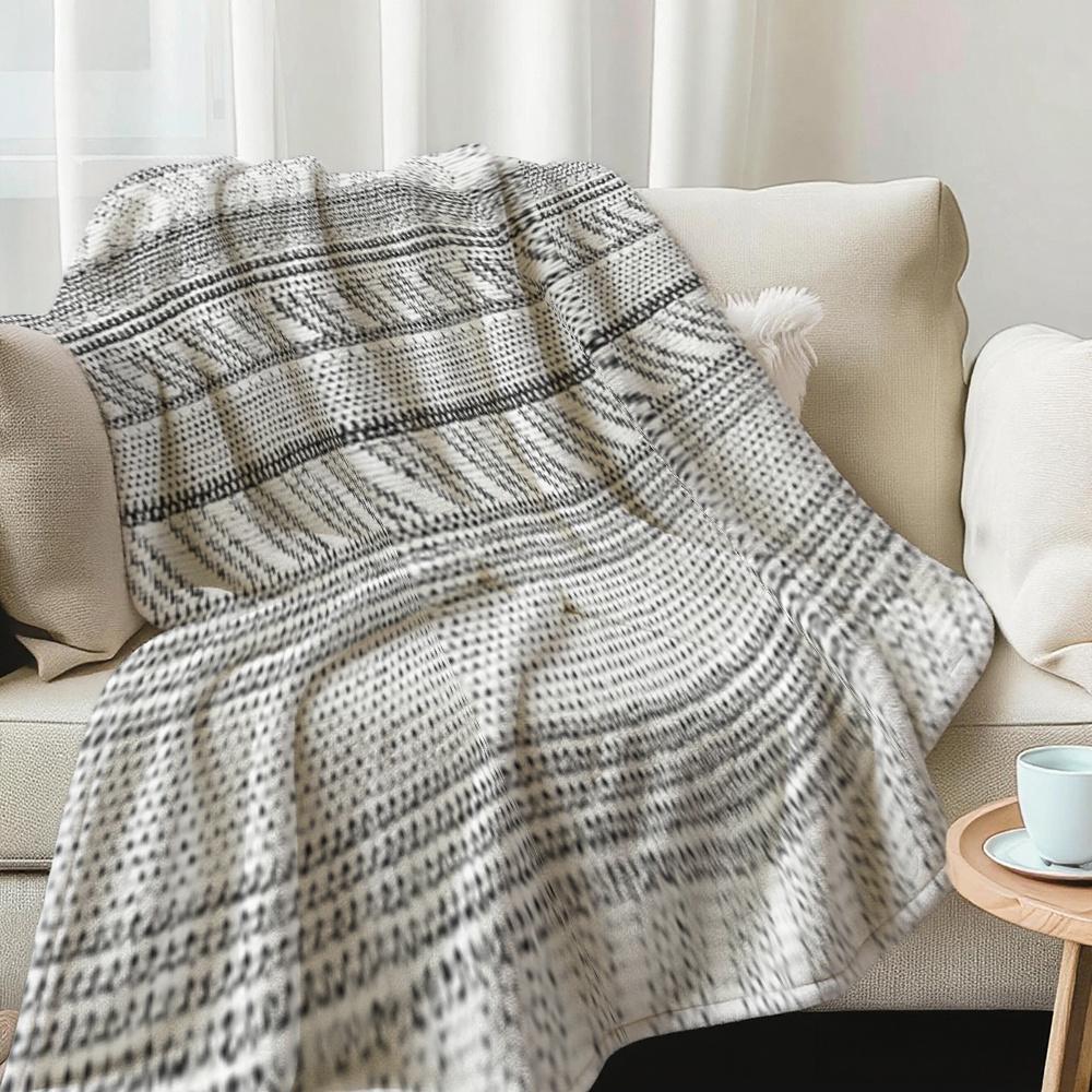 Striped Jacquard Throw Blanket, Cozy Sofa Fashion Decor Gift for Families Friends on Holidays Birthdays
