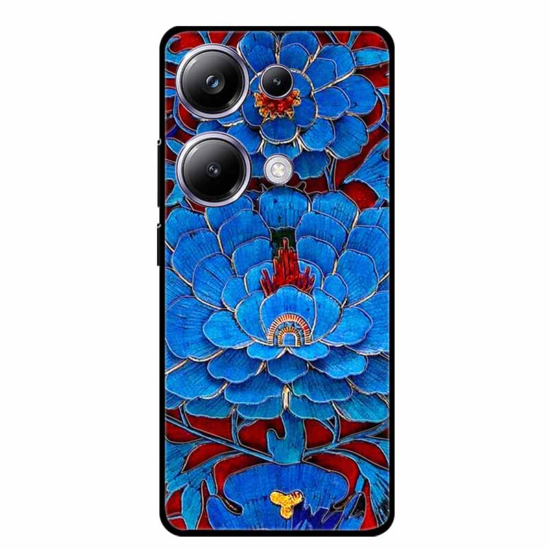 3D Emboss Case For Xiaomi Poco M6 Pro Phone Case Flower Silicone Soft Back Cover For Xiaomi Poco M6 Pro Case PocoM6 M 6 Pro Capa