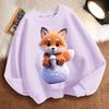Cute Milk Tea Little Fox Round-neck Hoodie for Children, Fashionable Long-sleeved Casual Hoodie for Boys and Girls in Spring and Autumn