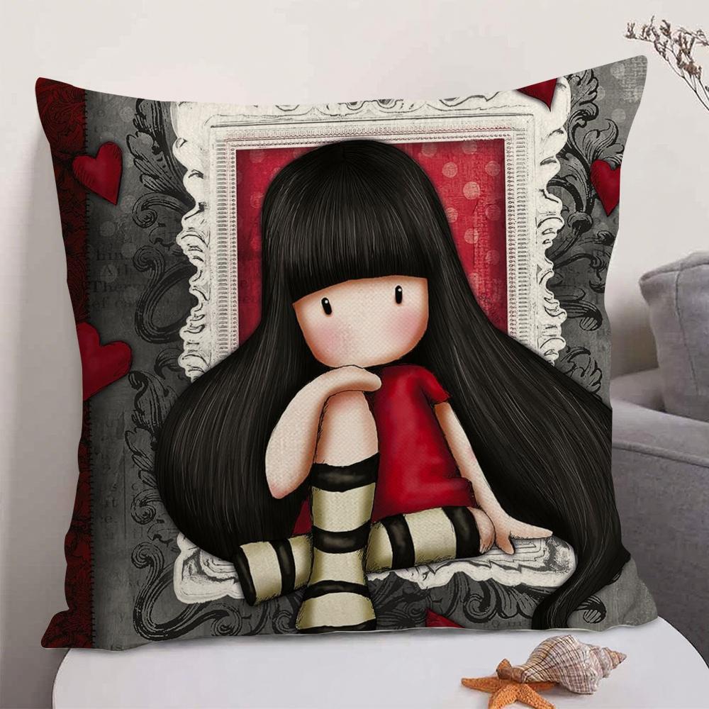 

Cute Girl SSantoro GGorjuss Cushion Cover Natural Linen Organic Fabric DoubleSided Printing Sofa Home Decor Gift Pillow Case 30X30cm