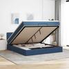 Ottoman Bed with Mattress & LEDs Blue 160x200 cm Fabric