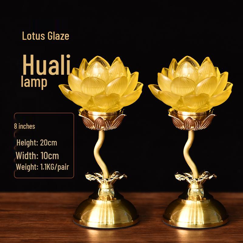 Seven-Color LED Crystal Lotus Lamp for Buddha and Guanyin Offerings