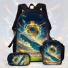Football Cartoon Print Junior High School Backpack Three-Piece Children'S Schoolbag Primary School Backpack