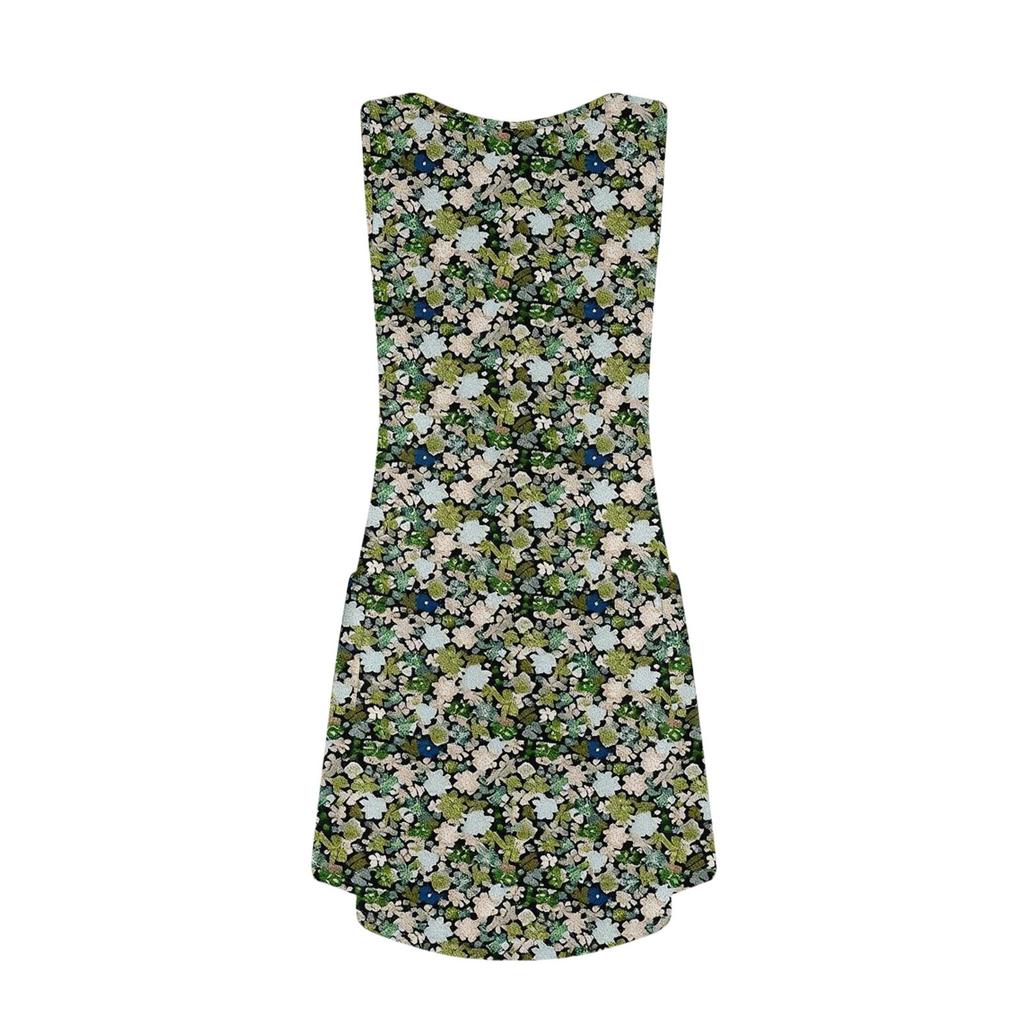 Lässiges Sommerkleid für Damen mit Taschen, Sommer-Boho-Strandkleid, Blumenblusen für Damen, T-Shirts, Kleid mit V-Ausschnitt, lockere Tank-Kleider