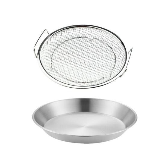 Nerezový síťový odkapávač na olej, sítko na zeleninu a dezerty, vhodné do myčky, dvojitá ucha, odkapávací koš, cedník