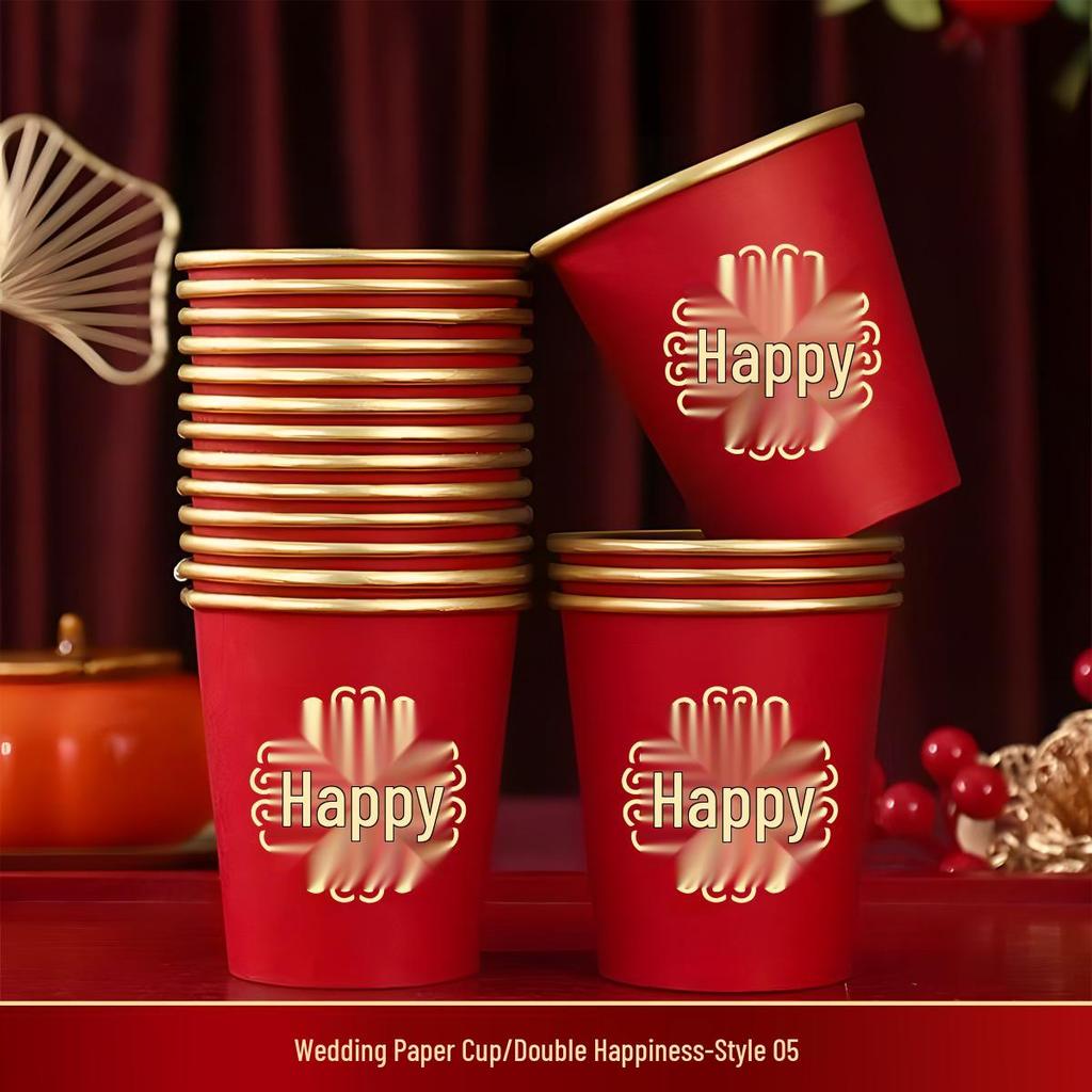 Gold Foil Thickened Paper Cups for Weddings and Engagements