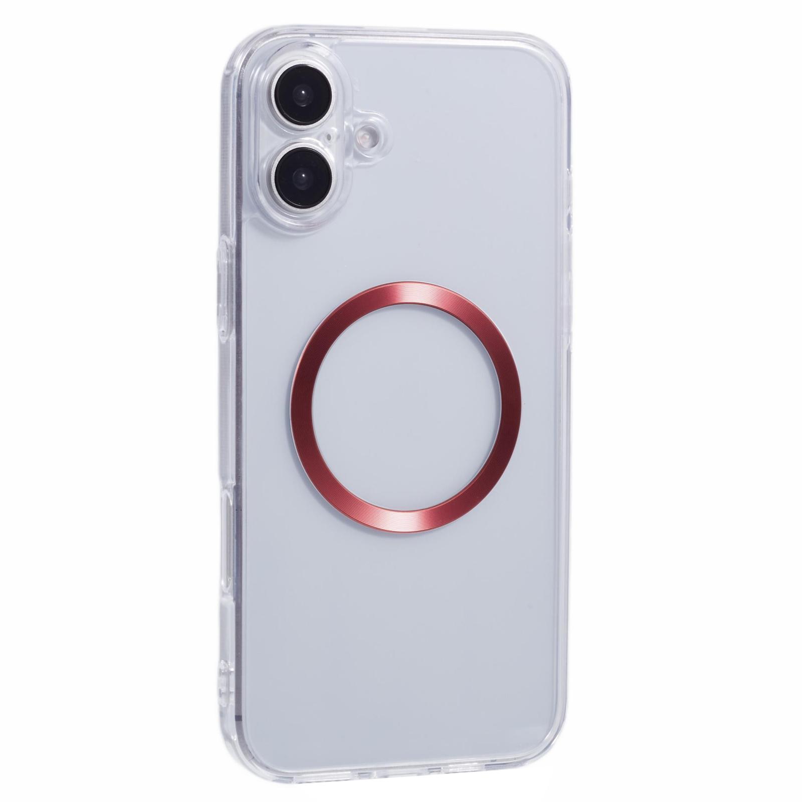 

For iPhone 16 Plus Case Compatible with MagSafe CD Vein TPU+Acrylic Phone Cover Red