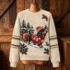Women's Christmas Print Crewneck Long Sleeve Sweatshirt Casual Holiday Pullover Top