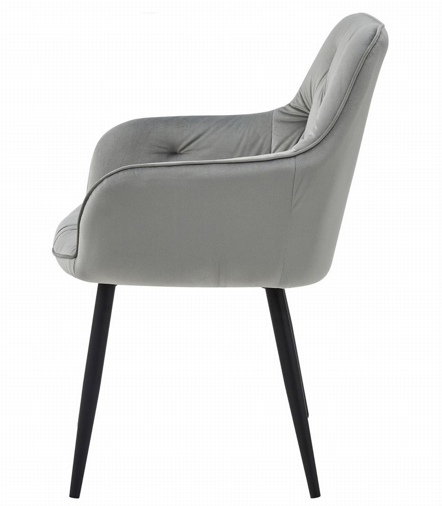 JORK Chair - Silver-gray Velvet / Black Legs X 1