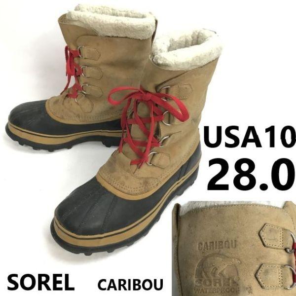 SOREL Caribou leather snow boots 10 28 brown inner boots(USED)