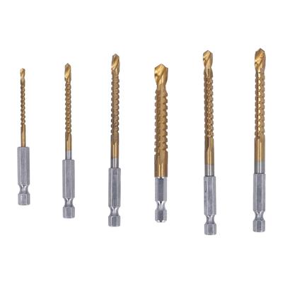 6-teiliges Set Spiralbohrer 3mm 4mm 5mm 6mm 6,5mm 8mm Ti-beschichtet HSS Spiral-Sägebohrer mit