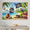 Pirate Treasure Island Tapestry | Tropical Beach Ship & Parrot Decor Background