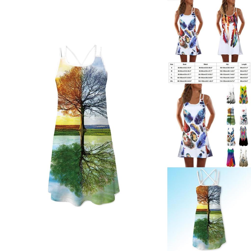 Vintage Boho Women Loose Summer Sleeveless 3d Floral Print Tank Mini Dress For Effortless Style