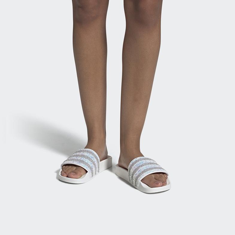 Adidas Originals ADILETTE Composite Sole Crystal Slip Resistant Slide Slippers Women's White EE4810