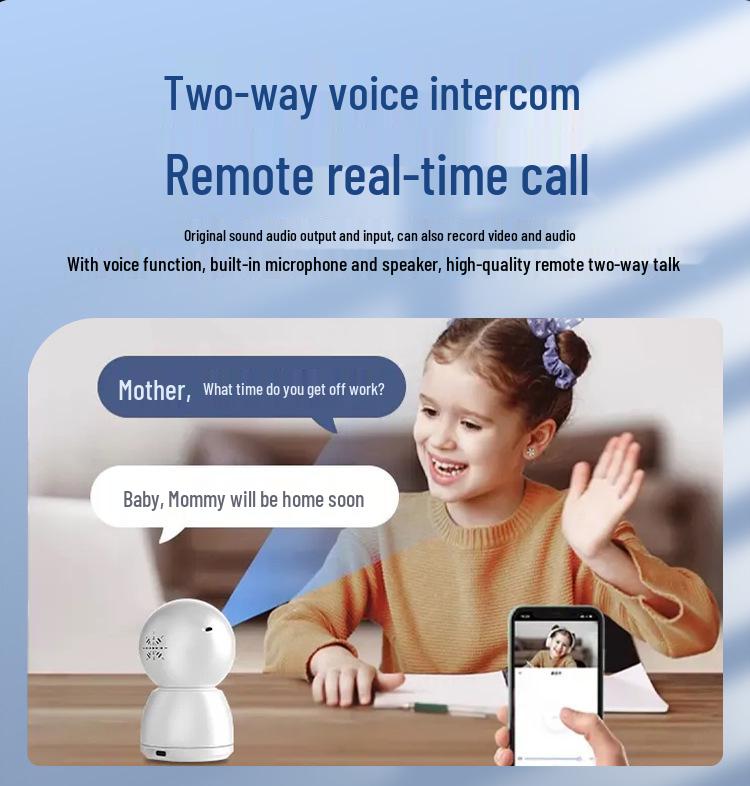 360° Dual-Lens Wireless Indoor Surveillance Camera with Dual-Screen and WiFi