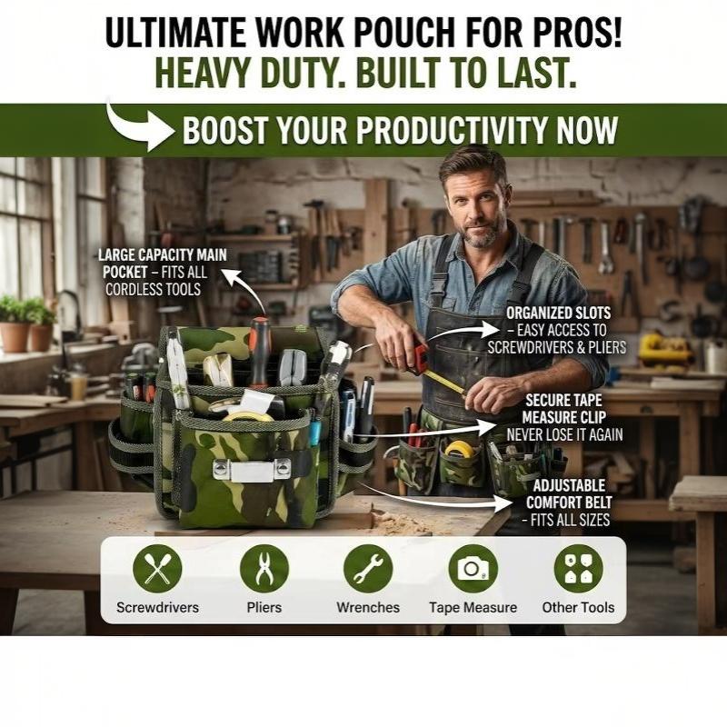 Oxford Cloth Multifunctional Waist Bag, Hardware Tool Pouch Organizer For Woodworking Electricians Repair