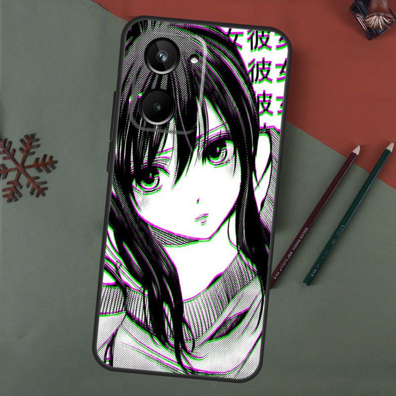 Sad Anime Aesthetic Senpai Case For Realme C67 C51 C75 C63 C61 C65 C55 C53 C35 C71 11 12 13 14 Pro Plus GT6 GT7 15 Pro
