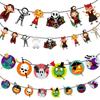 House Party Supplies Pumpkin Flags Paper Chain Halloween Banner Hanging Garland Halloween Decor