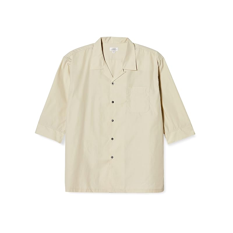 

[Face mix] Broad open collar 3/4 sleeve shirt FB4530U 1 beige 3L