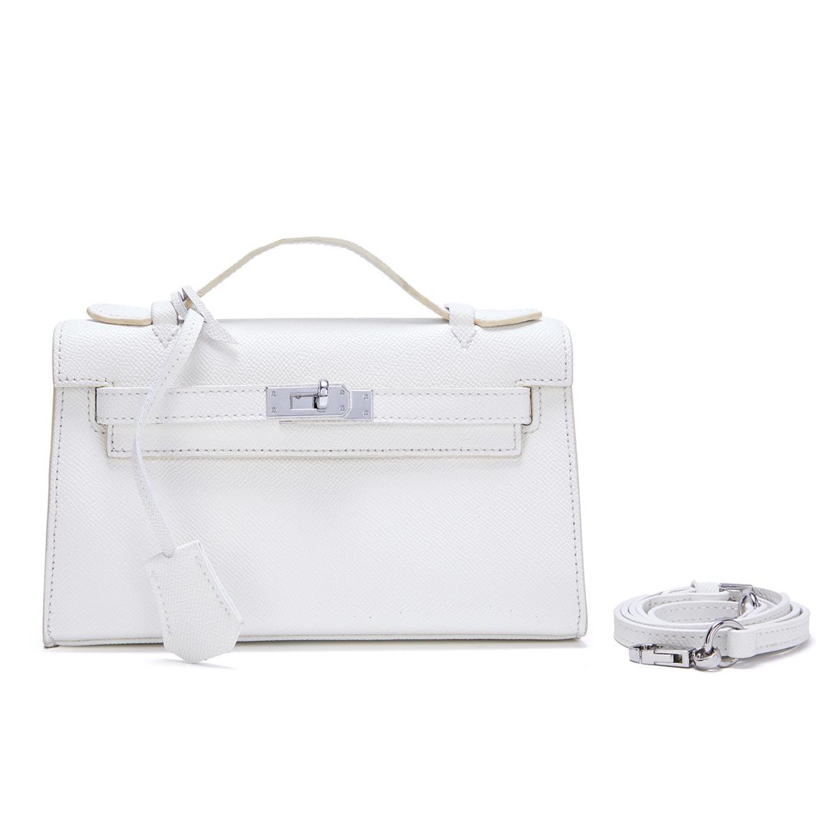 

2026 Summer new palm pattern generation fashionable texture handbag genuine leather cowhide single shoulder diagonal span bag length 22xwidth 8xheight 14cm чистий білий колір