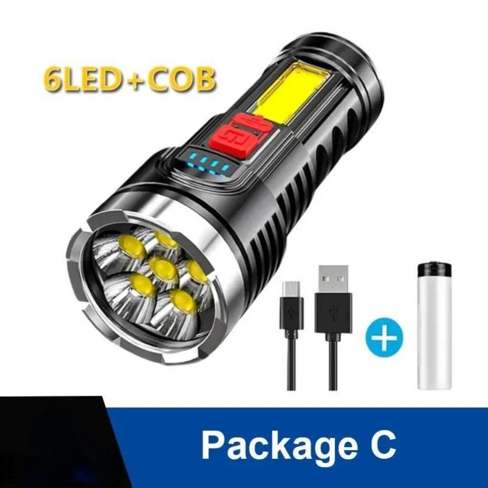 Mini přenosná svítilna nového stylu 6LED s vestavěnou baterií 18650 USB dobíjecí COB LED svítilna pro kempingová světla