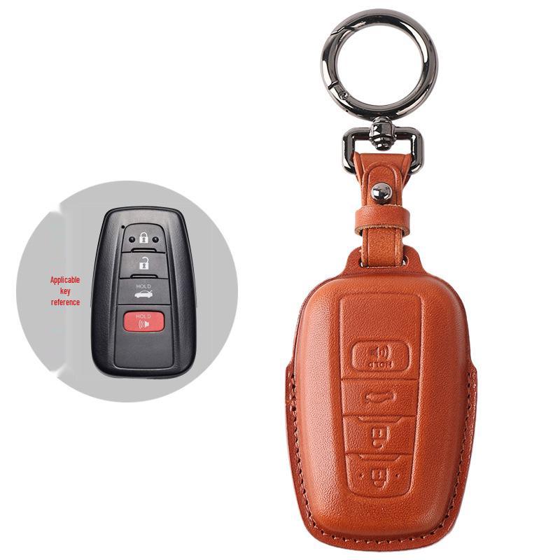 Genuine Leather Retro Key Case for 2021 Toyota Avalon Hybrid
