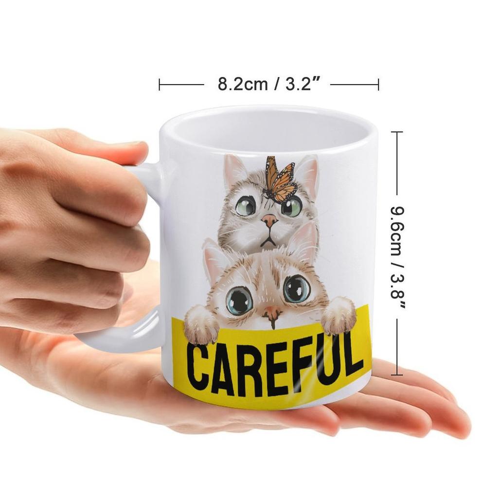 1Pack 11oz White Ceramic Mug Double-Sided Printed Craft Durable Coffee Cup Perfect For Home Office Gift Daily Use