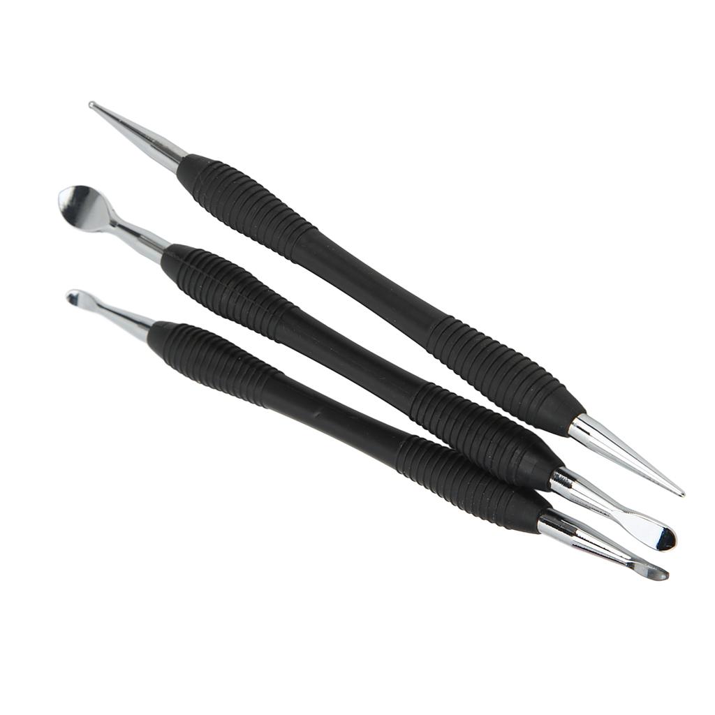 3Pcs Leather Craft Modeling Tools Different Sizes Shapes Strong Stainless Steel DIY Leather Press Rub Tool for Household