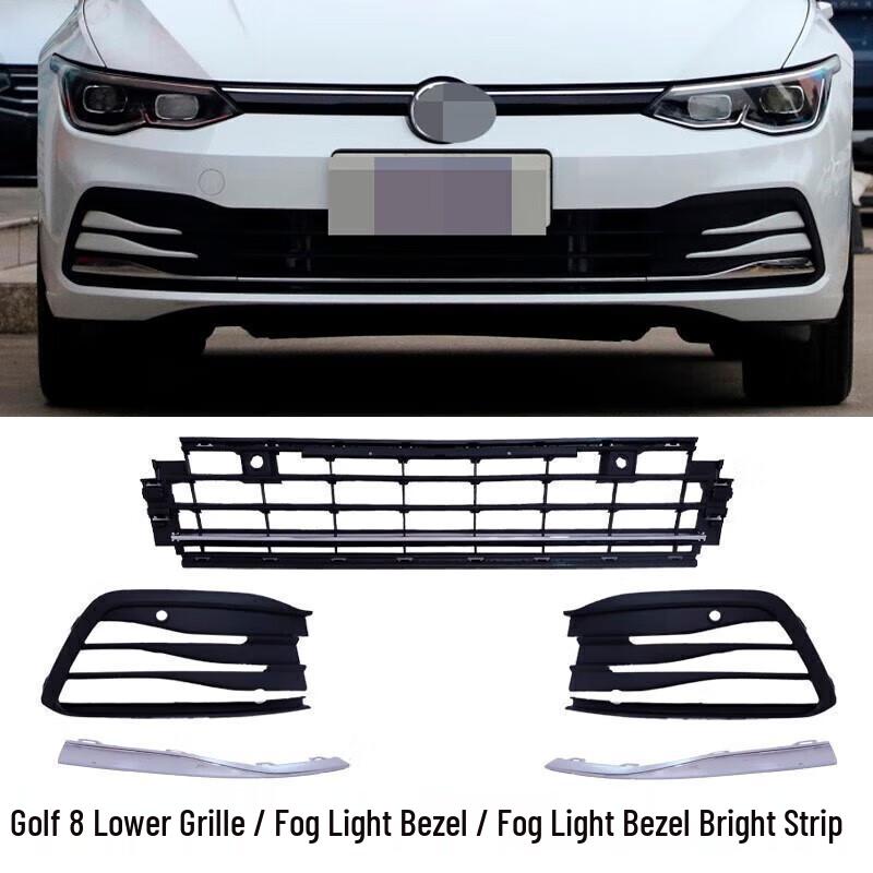 Front Bumper Fog Light Trim & Grille Vent Cover for 18-24 Golf 7.5/8