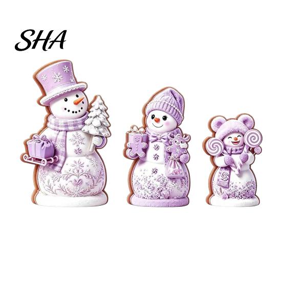 Indoor Winter Decorations 3PCS Christmas Snowman Wooden Ornaments, Decorative Cute Festive Figures, Rustic Holiday Ornaments High-definition Printing