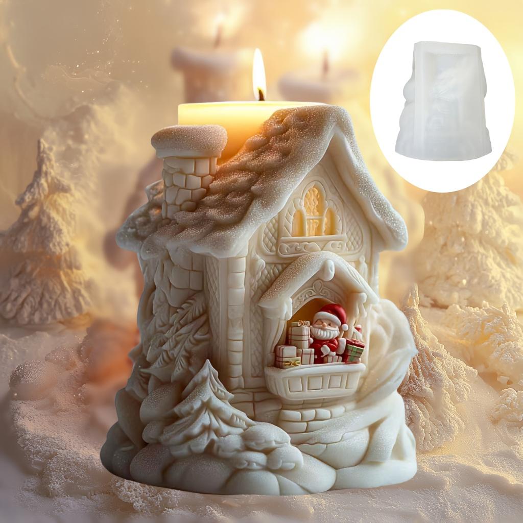 Santa Claus Magic City Castle Scented Candle Silicone Mold Magic House Santa Claus Gift Castle Resin Plaster Mold Christmas Gift